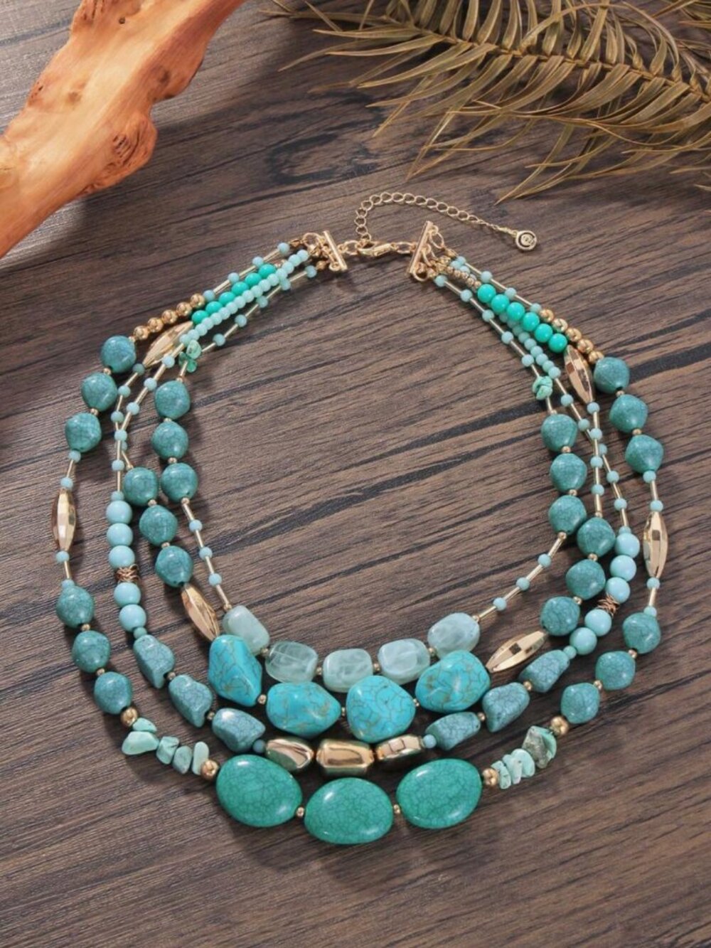 Multi-Strand Turquoise Bead Necklace - Blue - Fashion Jewelry
